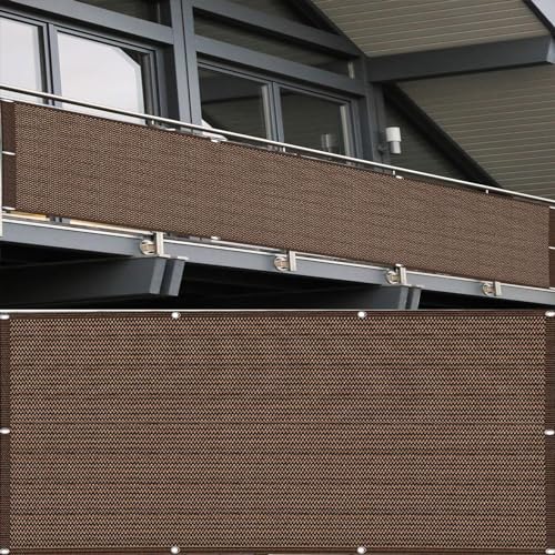DANWU Balkon Sichtschutz 1.2 x 2.3 m Sichtschutzplane für Zaun Schnelltrocknend Und Reißfest Leichte Montage & Stabiler für Balkon, Dachterrasse, Braun von DANWU