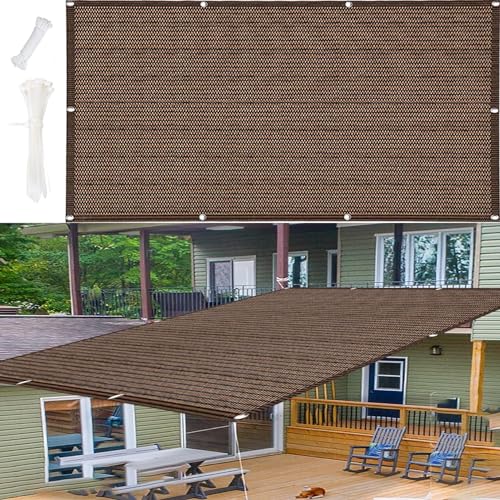 DANWU Balkon Sichtschutz 2.8 x 3 m Balkonverkleidung Zaunblende Praktischer Sichtschutz Leichte Montage & Stabiler für Terrasse Und Zaun, Braun von DANWU