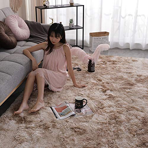 DANWU Plüsch Teppich 100x200cm Hochflor Flauschig Teppich Wohnzimmer Dekofell für Badezimmer, Kinderzimmer oder Flur, Khaki von DANWU