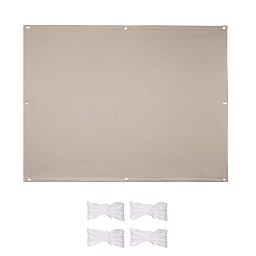 DANWU Sonnensegel Sonnenschutz 1.3x1.8m Wasserdicht UV-beständig Balkon-Sichtschutz Feuchtigkeitsbeständig inkl Befestigungsseile für Balkon Garten Markise Zaun, Khaki von DANWU