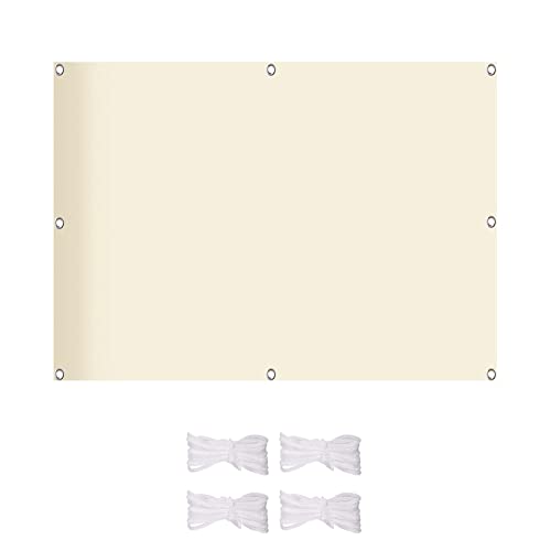 DANWU Sonnensegel Sonnenschutz 1.8x4.8m Wasserdicht UV-beständig Sichtschutz Balkon Resistant Reißfestigkeit inkl Befestigungsseile für Outdoor Garten Terrasse, Beige von DANWU