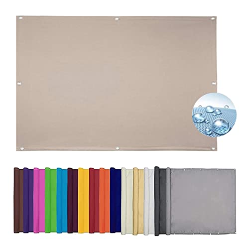 DANWU Sonnensegel Sonnenschutz 1x2M Rechteck Wasserdicht Balkon Garten Balkonverkleidung Platten UV-beständig Resistant Reißfestigkeit inkl Befestigungsseile, Taupe von DANWU