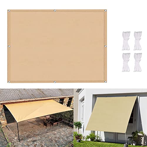 DANWU Sonnensegel Sonnenschutz 200x400cm Rechteck Wasserdicht Balkon Garten Balkonverkleidung Sichtschutz UV-beständig Resistant Reißfestigkeit inkl Befestigungsseile, Creme Farben von DANWU