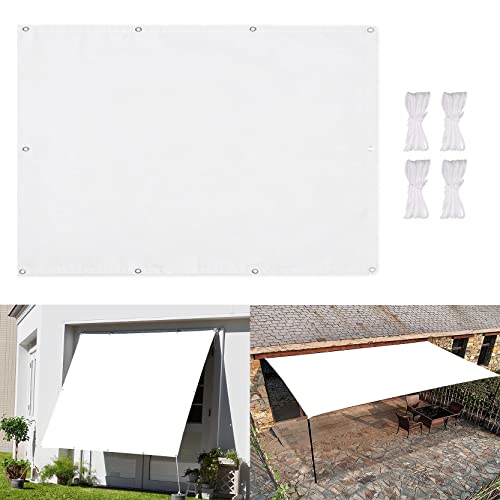 DANWU Sonnensegel Sonnenschutz Garten 100x260cm Rechteck Wasserdicht Balkon Garten Balkonverkleidung Platten Winddicht und UV-beständig Feuchtigkeitsbeständig inkl Befestigungsseile, Weiß von DANWU