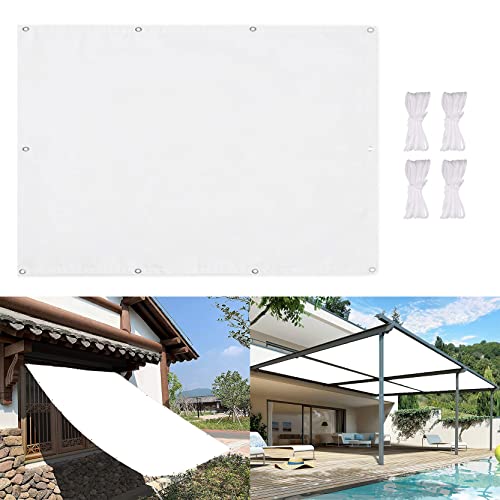 DANWU Sonnensegel Sonnenschutz Garten 200x200cm Rechteckig Wasserdicht Terrasse Balkon Balkonverkleidung Sichtschutz UV-beständig Resistant Reißfestigkeit inkl Befestigungsseile, Weiß von DANWU