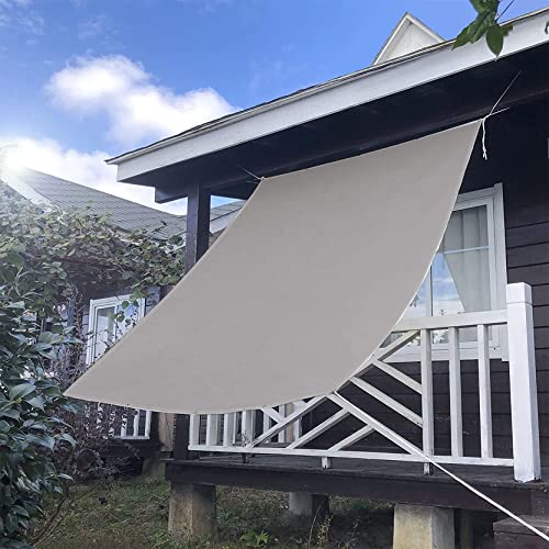 DANWU Sun Sonnensegel 1.5x7m Winddicht und UV-beständig Balkonverkleidung Sichtschutz Resistant Reißfestigkeit inkl Befestigungsseile für Veranda, Außenbereich, Terrasse, Balkon, Hellgrau von DANWU