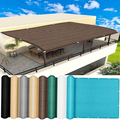 Sonnensegel Nach Mass 1.9 x 5 m Privacy Fence Outdoor Blickdichte Wind- Und Uv-Schutz mit Kabelbinder Und Kordel Deko für Balkongeländer, Braun von DANWU