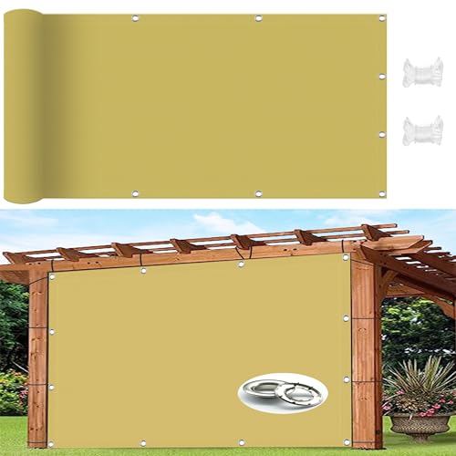 Sonnensegel Sonnenschutz 0.95 x 4.9 m Rechteckig Wasserdicht Outdoor Terrasse Sonnenschirm Segel Outdoor Winddicht Und Uv-Beständig Feuchtigkeitsbeständig mit Seilen, Creme Farben von DANWU