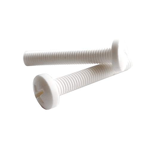 Weiße PP Lange M6 M8 M10 Kunststoff Kreuz Maschinenschraube Korrosionsbeständige Isolierung Hochfeste Kunststoffschraube,60 Stück/Packung, (M10, L25MM) von DANXQ