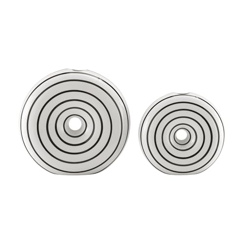 Danya B. Etta Donut-Vasen-Set aus glänzender Keramik, schwarz-weiß gestreift, rund, hohl, 2-teilig von DANYA B