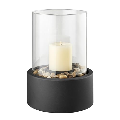 Danya B. Kerzenhalter aus Glas und Metall mit dekorativem Kieselsockel, klein oder groß (klein) von DANYA B
