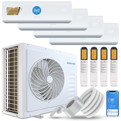 Danyon Multisplit Klimaanlage Split QUATTRO- 36000 BTU - 9,3 kW, sehr leise, Smart Home, Inverter Klimagerät mit Heizfunktion, Splitgerät vorgefüllt mit R32 Kältemittel, Timer, mit 4 Innengeräten von DANYON