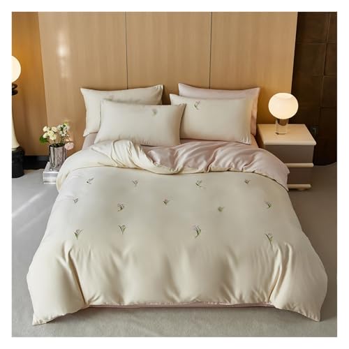 3-teiliges Luxus-Bettwäsche-Ensemble mit Bettbezug, Premium-Komplettset for gehobenen Schlafzimmerkomfort(Off-white,180 * 200cm/71 * 79in) von DAO-UPPSE