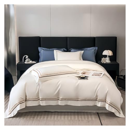 4-teiliges luxuriöses, weiches Bettbezug-Set, atmungsaktive Bettwäsche for angenehmen Schlaf und elegante Heimdekoration(Creamy white,220 * 240cm/87 * 95in) von DAO-UPPSE