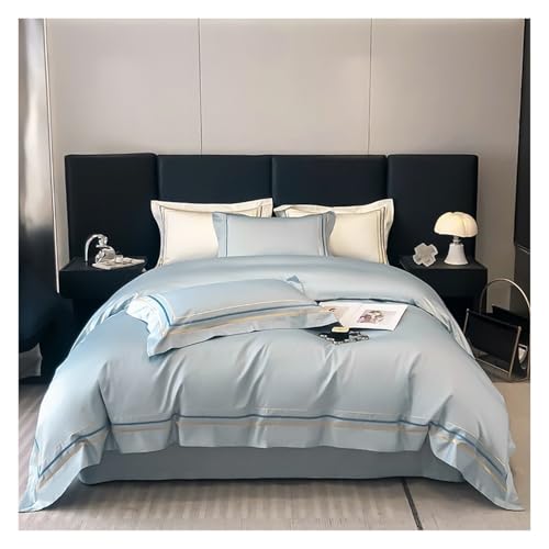 4-teiliges luxuriöses, weiches Bettbezug-Set, atmungsaktive Bettwäsche for angenehmen Schlaf und elegante Heimdekoration(Light blue,200 * 230cm/79 * 91in) von DAO-UPPSE