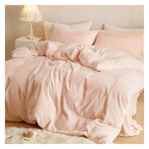DAO-UPPSE Winter-Bettbezug-Set aus warmem Flanell, 4-teilig, samtweiche Bettwäsche, Thermokomfort, Hotel-Stil(Pink,200 * 230cm/79 * 91in) von DAO-UPPSE
