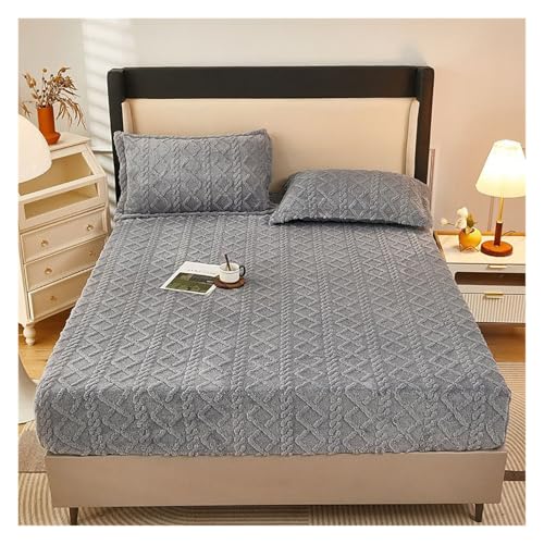 Premium-Matratzenbezug-Set mit Kissenbezügen, luxuriöse Samtbettwäsche for verbesserten Schlafkomfort(Gray,150x200cm/59x79in) von DAO-UPPSE