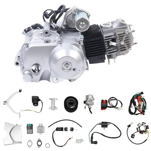 DAOHHFO 125cc 4 Takt ATV Motor, Elektrischer Start Gokart Motor 3+1 Rückwärts, Einzylinder Kickstart Air-cooled Engine mit Luftfilter für ATV Go-Kart Dirt Bike DAOHHFO 125cc 4 Takt ATV Motor, Elektrischer Start Gokart Motor 3+1 Rückwärts, Einzylinder Kickstart Air-cooled Engine mit Luftfilter für ATV Go-Kart Dirt Bike von DAOHHFO