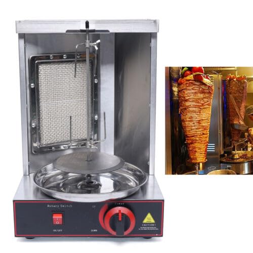 DAOHHFO Dönergrill Gas Dönergrill für Zuhause Kebab Machine Gyros Grill 22V Vertikaler Elektrogrill Döner 295×295×490 MM, Rotissiere Kebab für Hähnchen Truthahn Tacos Kebap, Edelstahl von DAOHHFO