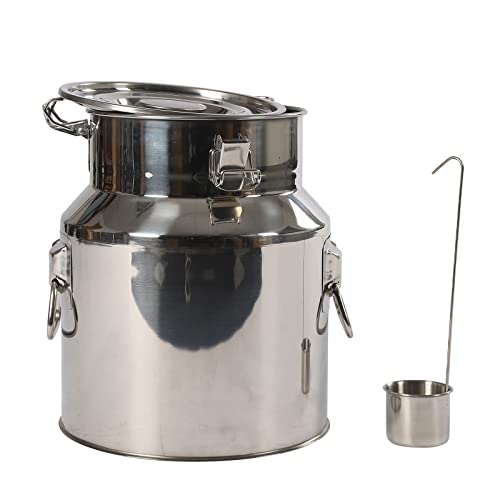 DAOHHFO Milchkanne Edelstahl mit Deckel, 14L/22L/28L Milch Krug Tote Krug Tee Kanister Multifunktionale Transport Fass mit Silikondichtung, Seitlichem Griff (14L) von DAOHHFO