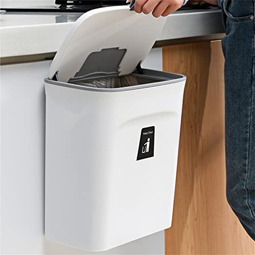 DAOHHFO Mülleimer Hängend mit Deckel 9L, Abfalleimer Hängend Abfallsammler Wandmontage, Mülleimer Wandmontage für Wohnmobil Badezimmer - 23.7×13×29.5cm (Weiß) von DAOHHFO
