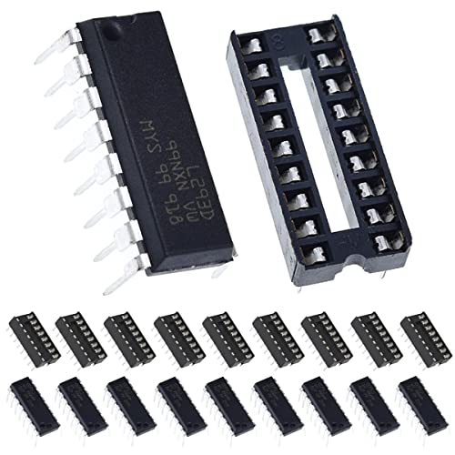 DAOKAI 10 Stück L293D Schrittmotortreiber Controller DIP16 4 Kanal Motortreiber Chip für Arduino mit 10 Stück 16P IC Sockel von DAOKAI
