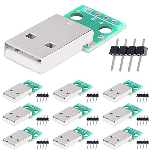 DAOKAI 10 Stück USB 2.0 Stecker auf DIP Adapter 2,54 mm 4 Pin USB 2.0 auf DIP Konverter Breakout Board für DIY Netzteil mit 40 Pin Header DAOKAI 10 Stück USB 2.0 Stecker auf DIP Adapter 2,54 mm 4 Pin USB 2.0 auf DIP Konverter Breakout Board für DIY Netzteil mit 40 Pin Header von DAOKAI