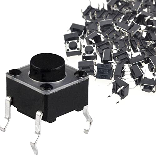 DAOKAI Miniatur-Mikro Schalter,4 Pin Tactile Drucktaster 6x6x5mm Momentaner taktiler Button Switch berühren Electronic Components,für Panel PCB(100 Stück) von DAOKAI