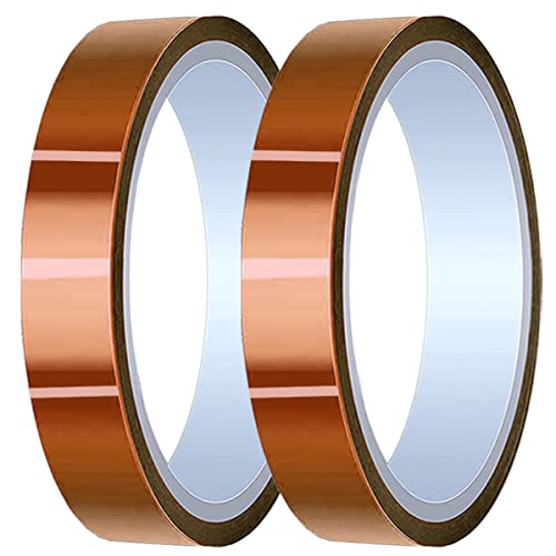 DAOKAI 2 Rollen 20 mm x 28 m (90 Fuß) Hochtemperaturband Hochtemperaturband Polyimid Hitzebeständiges Band Thermoband Kaptonband zum Abdecken/Löten / 3D-Drucker/Batterie von DAOKAI