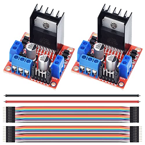 DAOKAI 2 Stück L298N Motor Drive Controller Board DC Dual H-Bridge Roboter-Schrittmotor-Steuermodul für Arduino Smart Car Power mit Dupont-Kabel, 24AWG-Draht DAOKAI 2 Stück L298N Motor Drive Controller Board DC Dual H-Bridge Roboter-Schrittmotor-Steuermodul für Arduino Smart Car Power mit Dupont-Kabel, 24AWG-Draht von DAOKAI