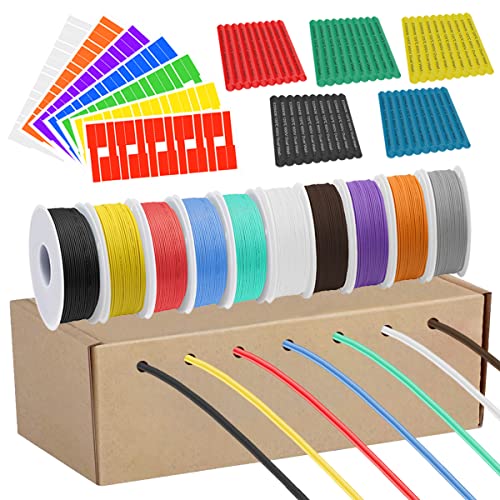 DAOKAI 22 Gauge PVC Elektrokabel 300 V 22 AWG UL1007 verzinnte verzinnte beschichtete Kupferdrähte 10 Farben 9 m/30 ft jedes Anschlusskabel-Kit für 3D-Drucker, Modellauto von DAOKAI