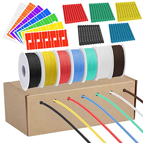 DAOKAI 24 AWG Silikondraht Hookup Drähte Kit 600V Verseilte verzinnte beschichtete Kupferdrähte 7 Farben 10 m/33 Fuß pro Jumper Wire für 3D-Drucker, RC-Flugzeuge Lampen Haushaltsgeräte DAOKAI 24 AWG Silikondraht Hookup Drähte Kit 600V Verseilte verzinnte beschichtete Kupferdrähte 7 Farben 10 m/33 Fuß pro Jumper Wire für 3D-Drucker, RC-Flugzeuge Lampen Haushaltsgeräte von DAOKAI