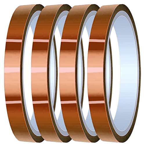 DAOKAI 4 Rollen 10 mm x 28 m (90 ft) Hochtemperaturband Hochtemperaturband Polyimid Hitzebeständiges Band Thermoband Kaptonband zum Maskieren/Löten / 3D-Drucker/Batterie von DAOKAI