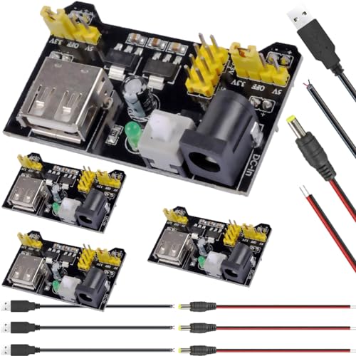 DAOKAI 4 Stück Power Supply Module 3,3 V 5 V Breadboard Modul mit USB-Stecker zweiadrigem Kabel DC-Stecker zweiadrigem Kabel für Arduino DIY elektronische Schaltungsproduktion DAOKAI 4 Stück Power Supply Module 3,3 V 5 V Breadboard Modul mit USB-Stecker zweiadrigem Kabel DC-Stecker zweiadrigem Kabel für Arduino DIY elektronische Schaltungsproduktion von DAOKAI