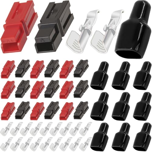 DAOKAI 45A Powerpol-Steckverbinder Sortimentskit Stromkabelschuhe, Batterie Schnellkupplung Stecker Terminal(Rot+Schwarz) mit PVC-Hüllenüberzug von DAOKAI