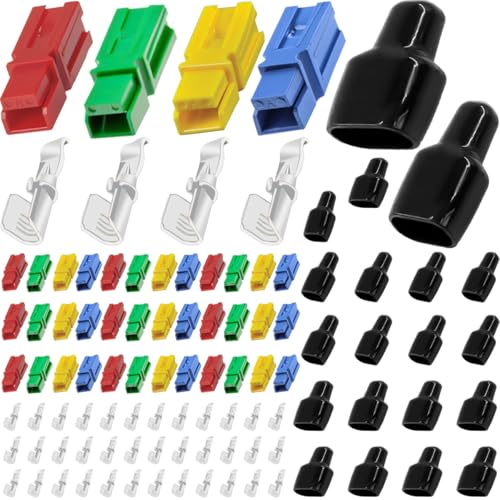 DAOKAI 45A Powerpol-Steckverbinder Sortimentskit Stromkabelschuhe,Batterie Schnellkupplung Stecker Terminal(Rot+Gelb+Blau+Grün) mit PVC-Hüllenüberzug von DAOKAI