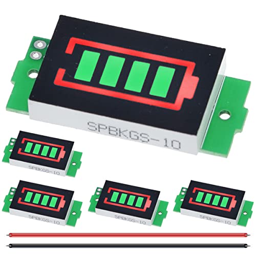 DAOKAI 5 Stück 1/2/3/4/5/6/7/8S Lithium-Batterie-Kapazitätsanzeigemodul 3,7 V grüne Batteriekapazität LED-Anzeigetafel für Heimwerker mit 26 AWG-Draht von DAOKAI