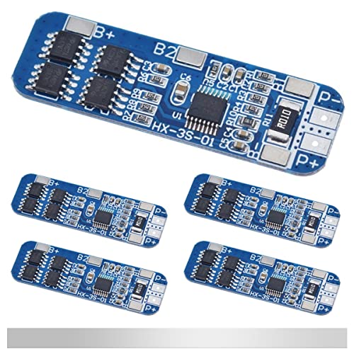 DAOKAI 5 Stück 3S 10,8 V 11,1 V 12,6 V 10 A Lithium Batterie Schutzplatine BMS PCB Schutzplatine 18650 Lademodul für Li-Ionen Lithium Batterie mit Nickelstreifen von DAOKAI