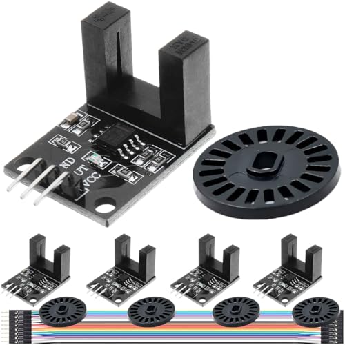 DAOKAI 5 Stück LM393 Fotoelektrischer Sensor H2010 Fotoelektrischer Infrarotsensor mit entgegengesetzter Zählung, Motorgeschwindigkeitssensormodul mit Encoderkabel von DAOKAI