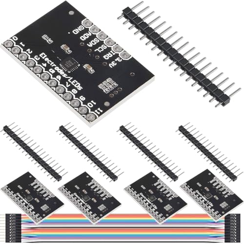 DAOKAI 5 Stück MPR121 Breakout V12 Berührungssensor Kapazitives Tastatur Controller Modul 2.5V-3.6VDC I2C Schnittstellentreiber Entwicklungsplatine mit Stiftleiste Verbindungskabel,für arduino DAOKAI 5 Stück MPR121 Breakout V12 Berührungssensor Kapazitives Tastatur Controller Modul 2.5V-3.6VDC I2C Schnittstellentreiber Entwicklungsplatine mit Stiftleiste Verbindungskabel,für arduino von DAOKAI