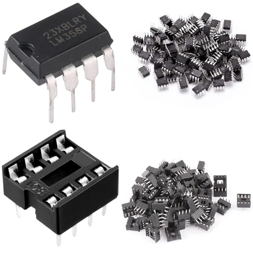 DAOKAI 50 Stück LM358 LM358P Operationsverstärker 3 V-32 V LM358N DIP-8 IC Dual-Operationsverstärker Integrierter Schaltkreis mit 50 Stück DIP-8 IC-Sockel von DAOKAI