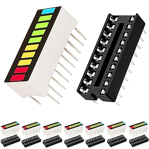 DAOKAI 8 Stück 10-Segment-LED bar display digital rot gelb blau grün Anzeige Farbbalkenanzeige + 8 Stück DIP-20-Buchse für Arduino Electronics Project DIY von DAOKAI