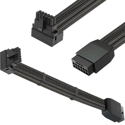 DAOKAI ATX3.0 12VHPWR Verlängerungskabel,PCI-E 5.0 Power Modular Kabel Buchse auf Stecker 600W Stromkabel nach unten abgewinkelt 90 Grad, für 3080 3090TI PSU 16Pin 12+4P Grafikkarte (Typ A) von DAOKAI