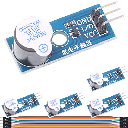 DAOKAI Aktives Low Level Trigger Summer DC 3.3-5 V Summer Alarmgeräte Sound Modul mit Dupont-Kabel, kompatibel mit Arduino, Elektronische Spielzeug Alarmierungsgeräte Timer (5 Stück) von DAOKAI