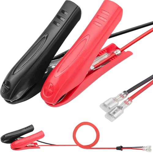 DAOKAI Batterie Krokodilklemmen 12V 24V PVC Kupferkern Batterieklemme Clip-On mit Quick Splice Crimp Lock Terminal Verlängerungskabel 18AWG 1.8m für Batterieladung von DAOKAI