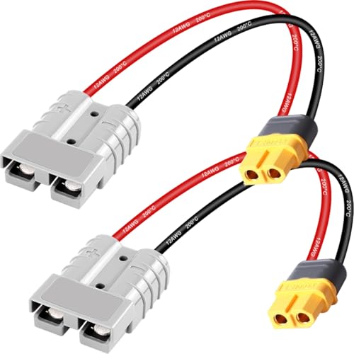 DAOKAI Batterieanschluss Adapterkabel 50A 600V Akku Steckverbinder auf XT60-Buchsenadapterkabel 12 AWG 30 cm/11,8 Zoll Silikongewinde - 2stk von DAOKAI