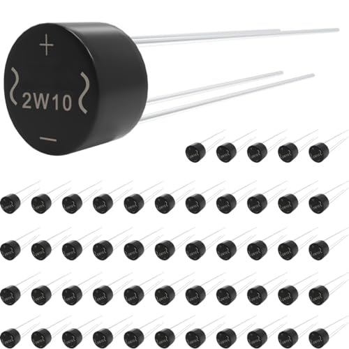 DAOKAI Brückengleichrichterdiode 2W10 2A Rund 1000V Volle Welle Einphasig,Elektronische Silicone Diode DIP-Direktstecker,4-polig, für Arduino (50 Stück) von DAOKAI