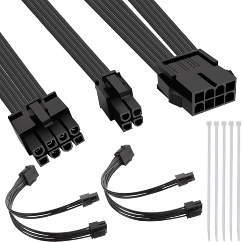 DAOKAI CPU 8-polig auf CPU 8-polig + 4-polig Stromadapterkabel, 8 Pin Buchse zu CPU ATX 8 Pin und 4 Pin Stecker Verlängerungskabel 7.87in(20cm) für Motherboard - 2pcs von DAOKAI
