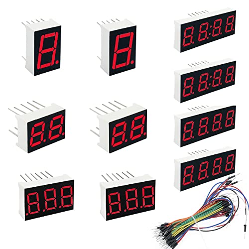 DAOKAI Common Anode 10-Pin 12-Pin 7 Segment 1 Bit 2 Bit 3 Bit 4 Bit 0.56in Rote LED-Digitalanzeige Anzeigen Digitalen Rohr mit Steckbrücken(10 Stück) von DAOKAI