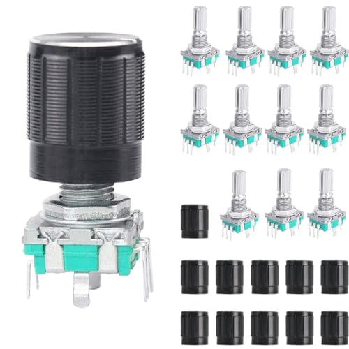 DAOKAI EC11 Digital Potentiometer, 360 Grad Rotary Encoder Modul 20 mm Drehwinkelgeber, 5 Pins Drehgeber, mit Knopfkappe für Elektronikprojekte – 5 Stück von DAOKAI